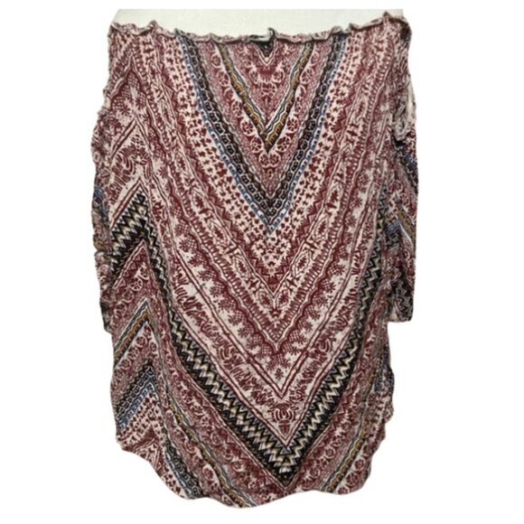 Angie EUC off the shoulder 3/4 slit sleeve boho prairie casual printed top S - Picture 1 of 6